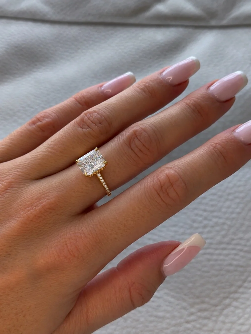 3 Ct Yellow Gold Plated Sterling Silver CZ Engagement Ring
